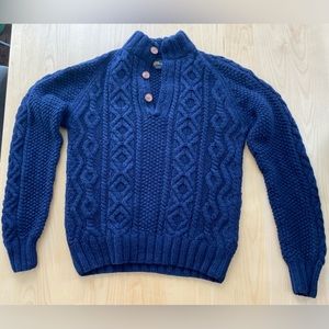 L.L. Bean | Men's Heritage Sweater, Irish Fisherman's Button-Mock | Navy | Small